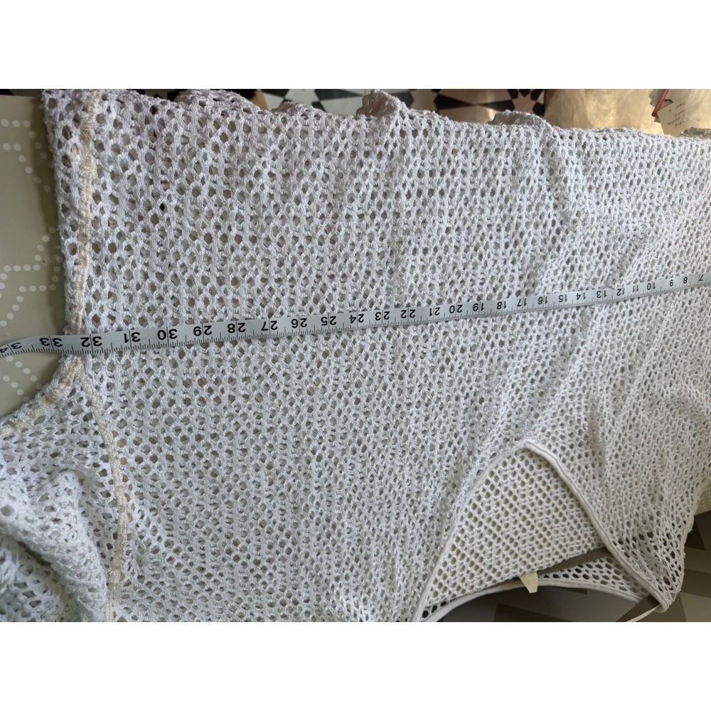 We The Free Free People Open Knit Sweater Oversized Crochet V-Neck White Size S - Picture 6 of 8